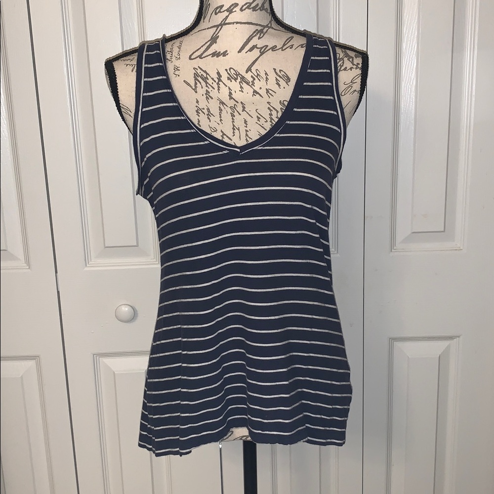 Banana Republic Dark Blue and White Striped Top